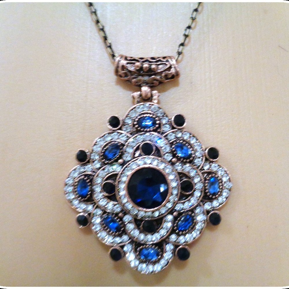 HANDCRAFTED BLUE SAPPHIRE NECKLACE TURKISH JEWELRY